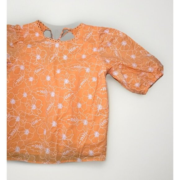 Loft Garden Embroidered Open Back Puff Sleeve Blouse Godet Skirt Medium - Picture 5 of 9